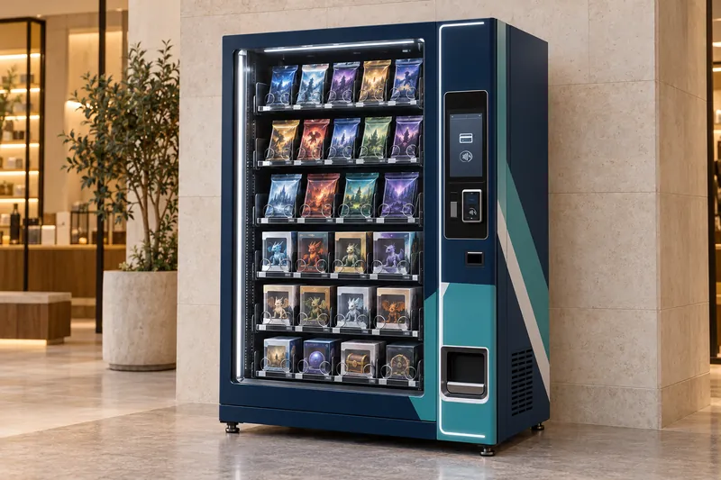 Concept visual illustrating trading card vending