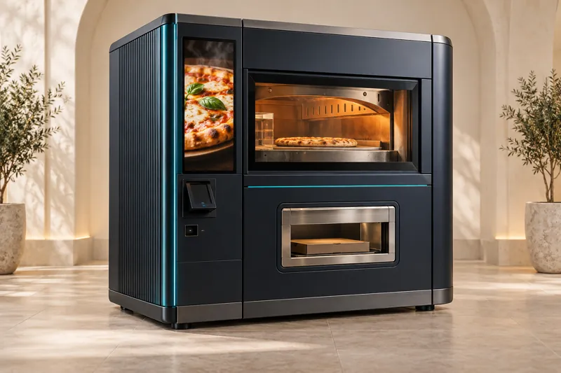Concept visual illustrating pizza vending machines