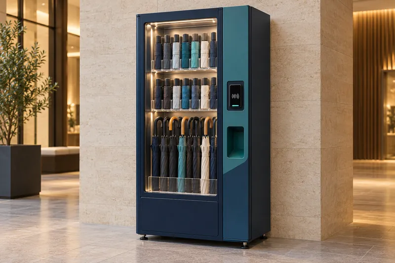 Concept visual illustrating umbrella vending